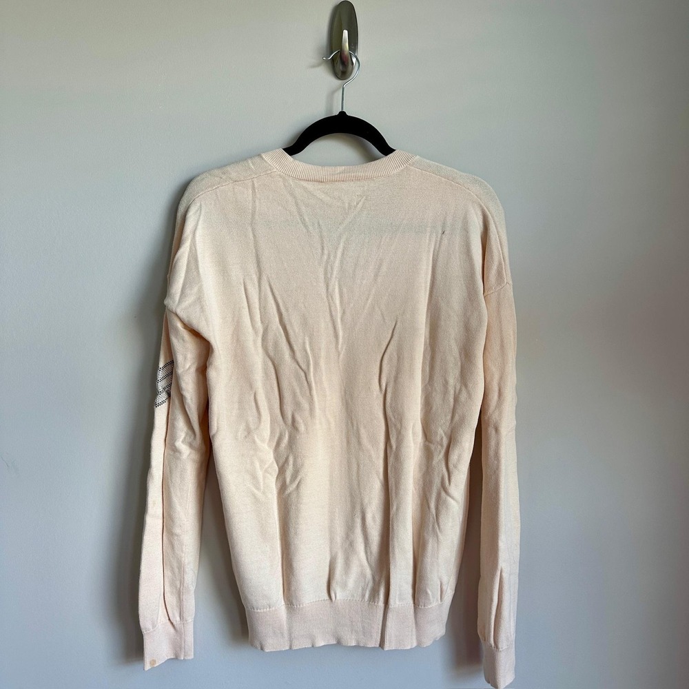 Zadig & Voltaire Sweater Womens Medium Cream V Neck Pullover Rhinestone Sleeve - Picture 9 of 10